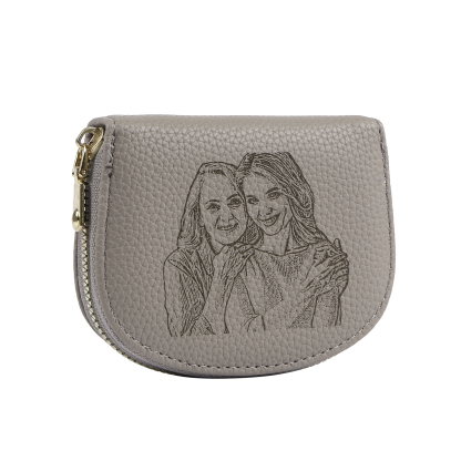 Damen Personalisiertes 1 Foto PU Leder Portemonnaie in Grün/ Braun/ Rot/ Grau – individuelle Geldbörse mit Reißverschluss