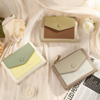 Damen Personalisierter 1 Name & Foto PU Leder Klapp-Portemonnaie Geldbörse mit Reißverschluss 