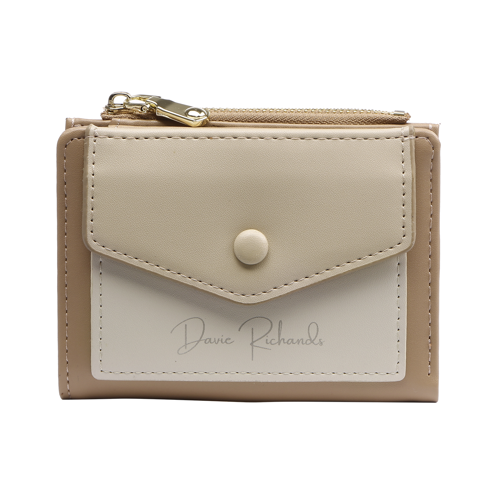 Damen Personalisierter 1 Name & Foto PU Leder Klapp-Portemonnaie Geldbörse mit Reißverschluss 