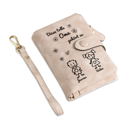 Personalisierte 2 Namen & Design PU-Leder -Diese tolle Oma gehört zu- Geldbörse für Oma Großmutter