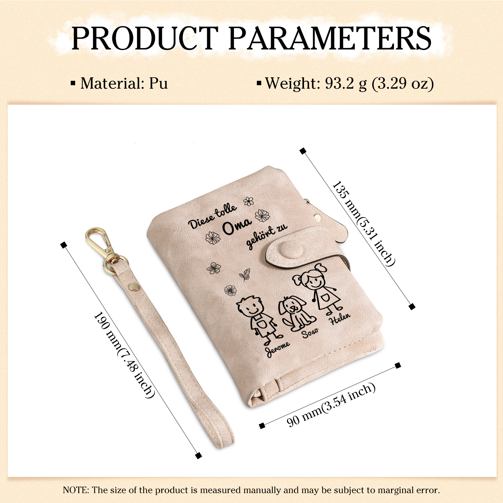 Personalisierte 3 Namen & Design PU-Leder -Diese tolle Oma gehört zu- Geldbörse für Oma Großmutter