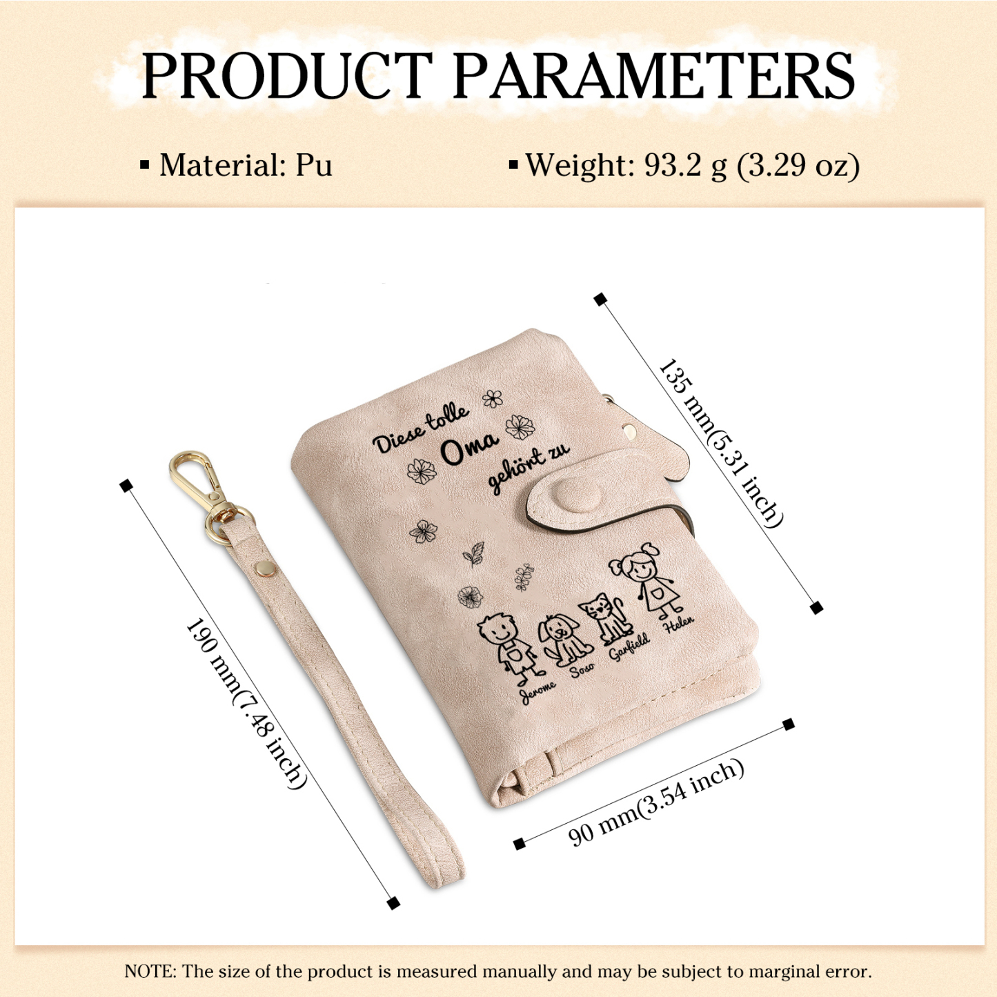 Personalisierte 4 Namen & Design PU-Leder -Diese tolle Oma gehört zu- Geldbörse für Oma Großmutter