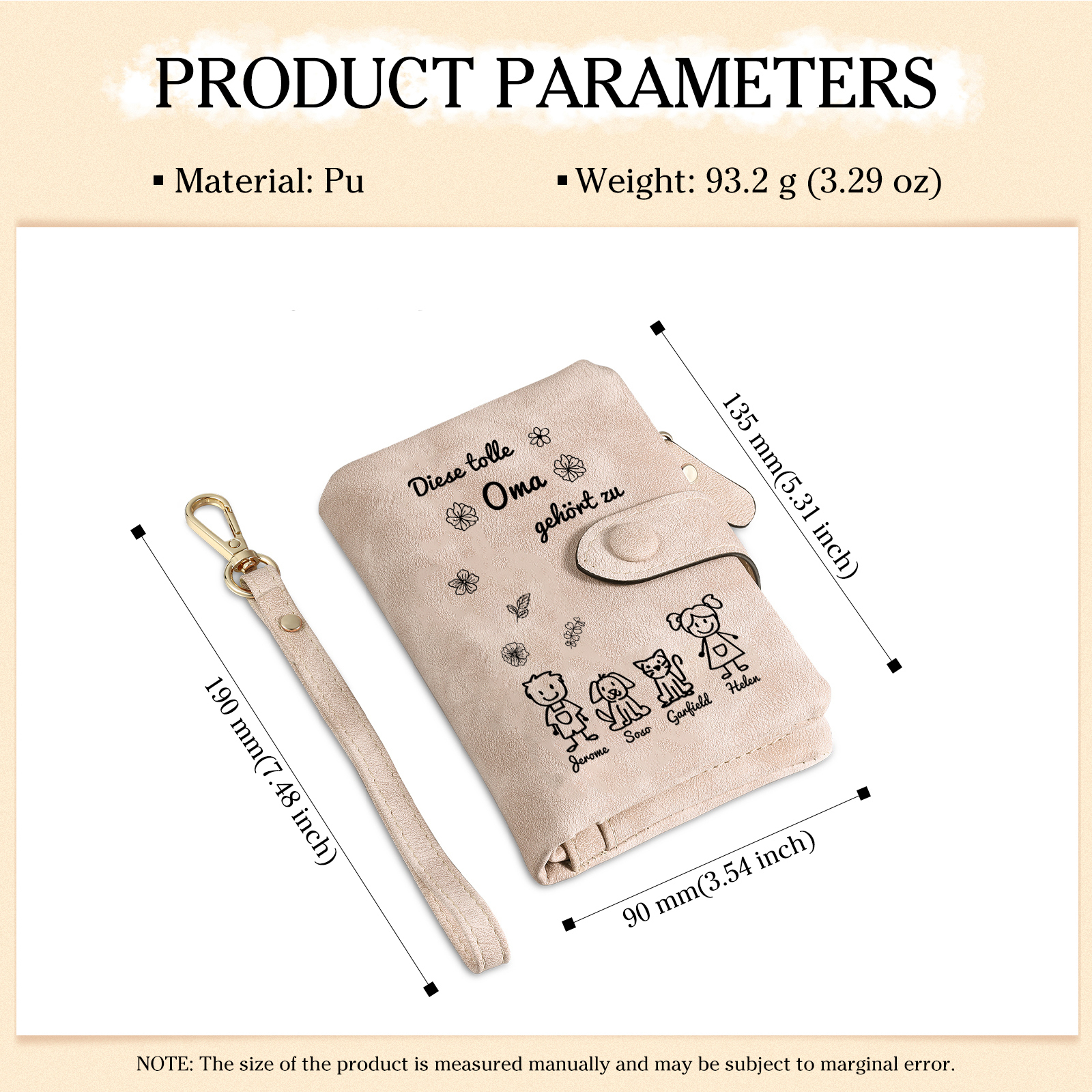 Personalisierte 4 Namen & Design PU-Leder -Diese tolle Oma gehört zu- Geldbörse für Oma Großmutter