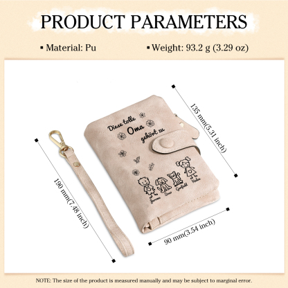 Personalisierte 4 Namen & Design PU-Leder -Diese tolle Oma gehört zu- Geldbörse für Oma Großmutter