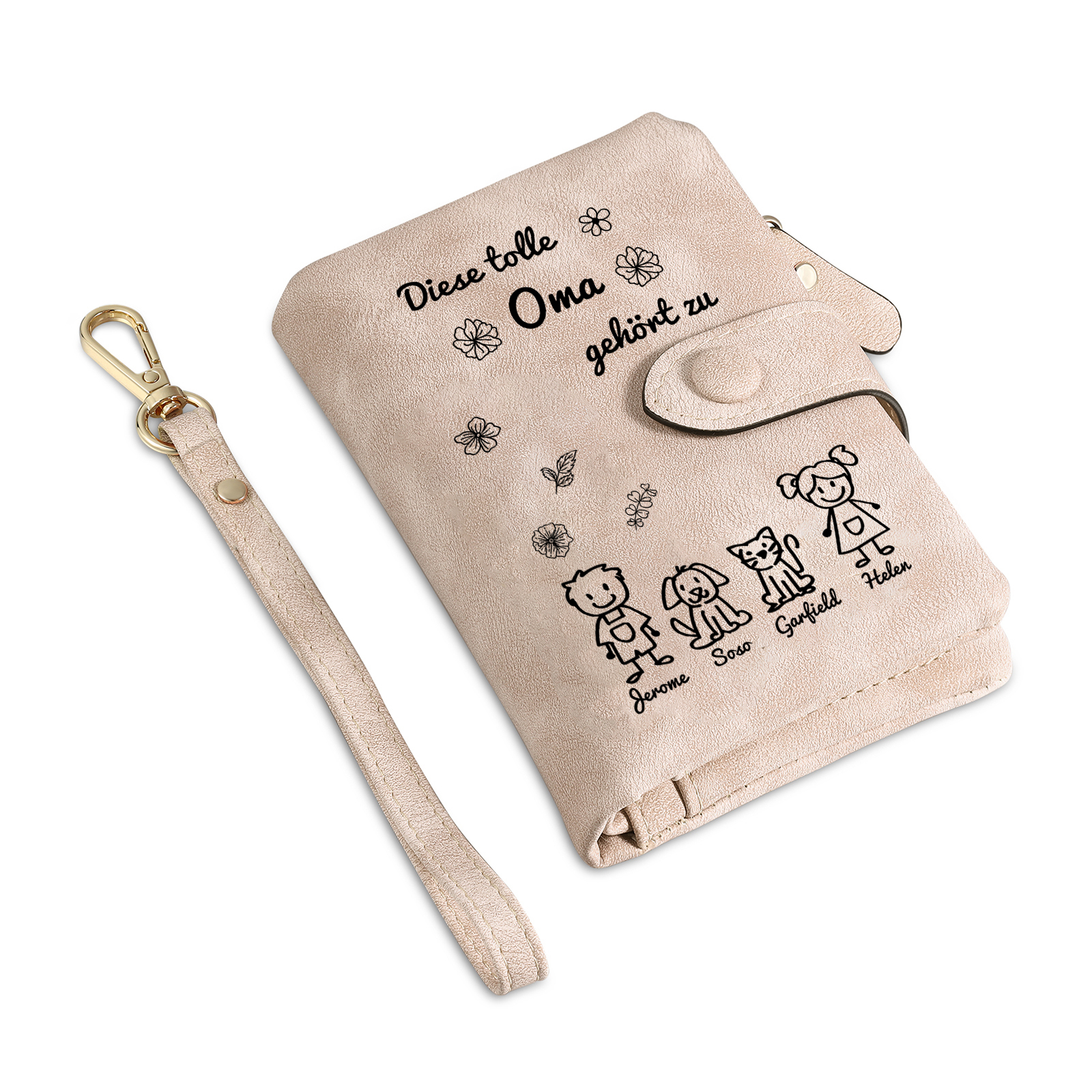 Personalisierte 4 Namen & Design PU-Leder -Diese tolle Oma gehört zu- Geldbörse für Oma Großmutter