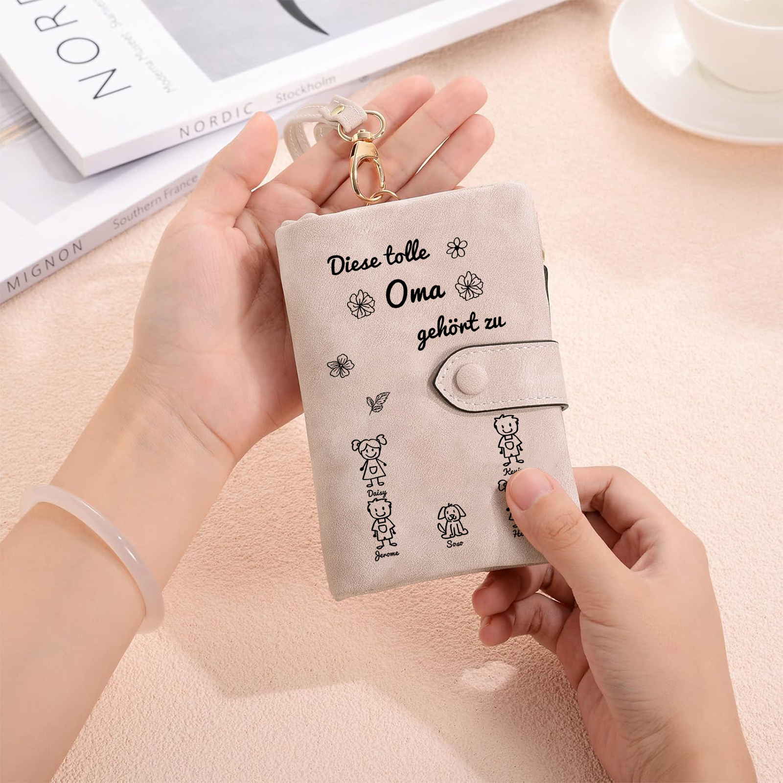 Personalisierte 5 Namen & Design PU-Leder -Diese tolle Oma gehört zu- Geldbörse für Oma Großmutter