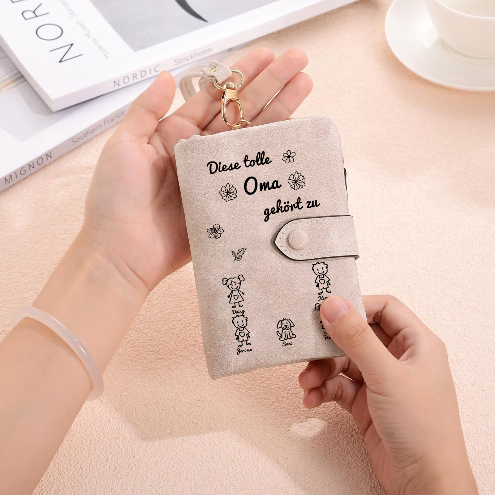 Personalisierte 5 Namen & Design PU-Leder -Diese tolle Oma gehört zu- Geldbörse für Oma Großmutter