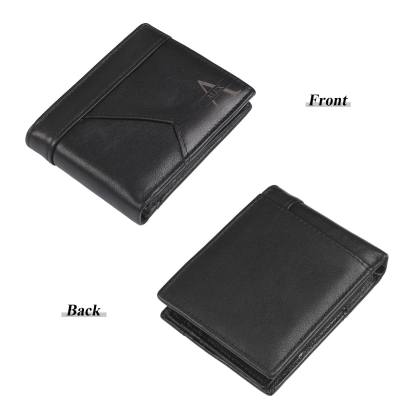 Herren Geldbeutel-Personalisierter 1 Name & Buchstabe Schwarz/ Braun Echtleder Geldbörse mit RFID-Schutz