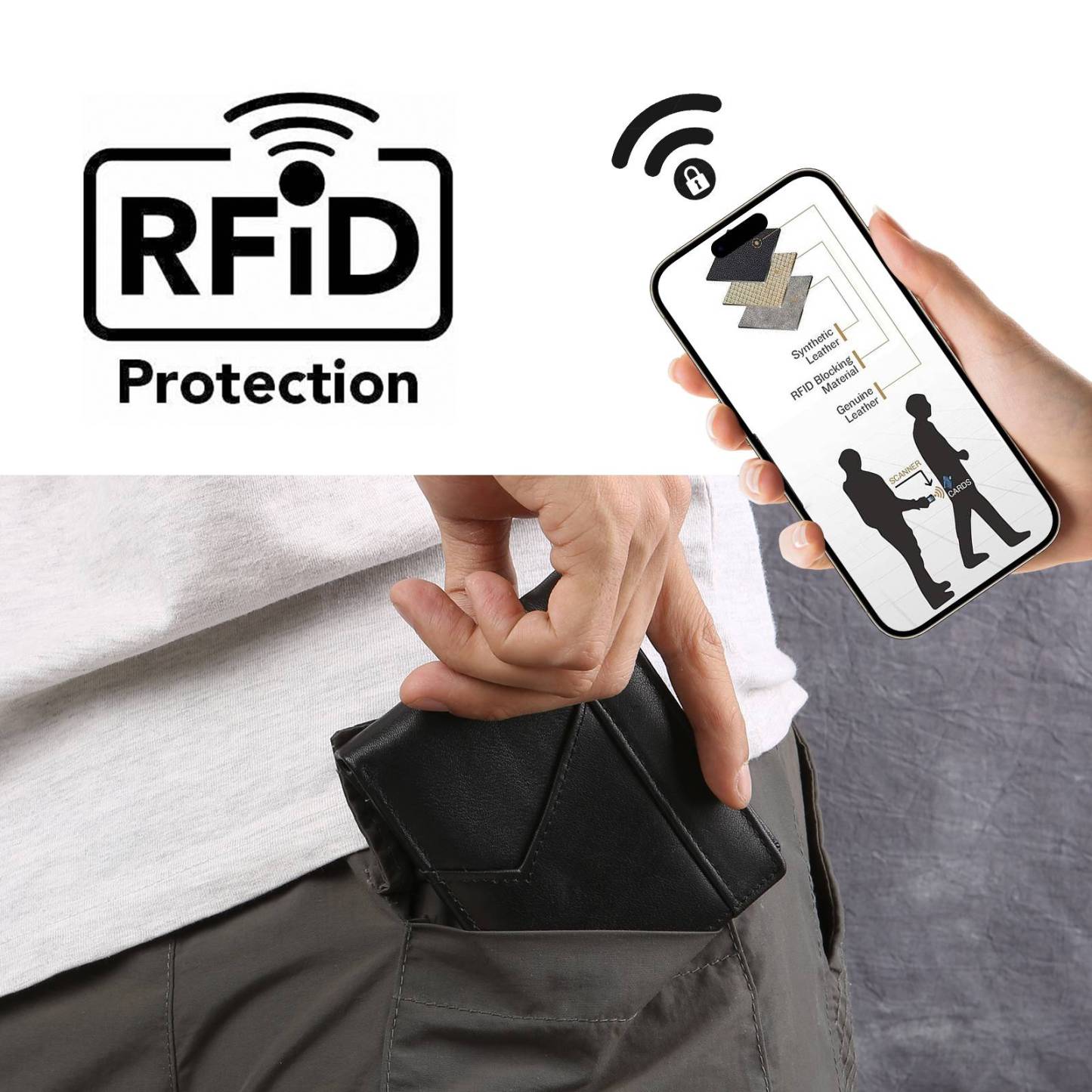 Herren Geldbeutel-Personalisierter 1 Name & Buchstabe Schwarz/ Braun Echtleder Geldbörse mit RFID-Schutz