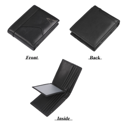 Herren Geldbeutel-Personalisierter 1 Name & Buchstabe Schwarz/ Braun Echtleder Geldbörse mit RFID-Schutz