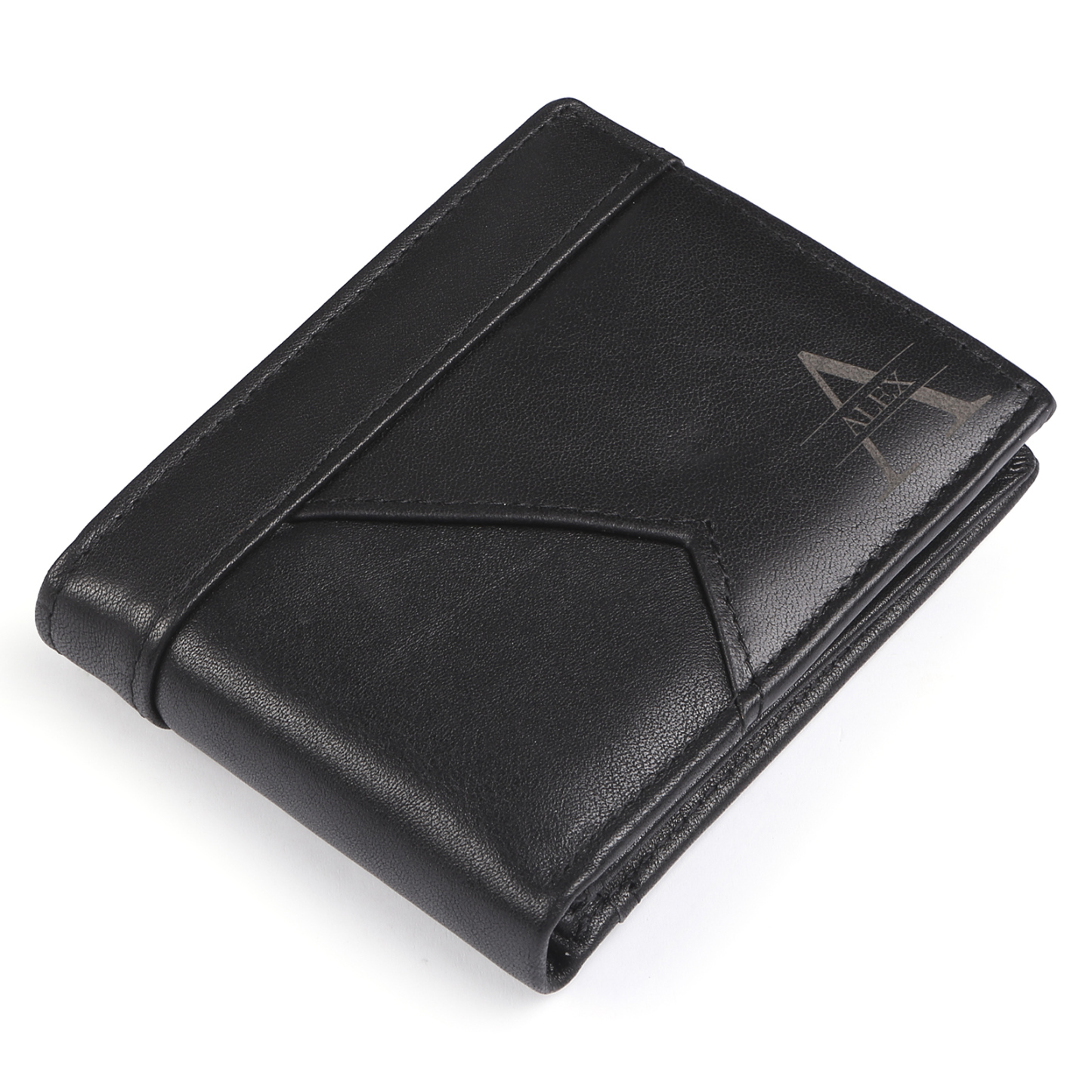 Herren Geldbeutel-Personalisierter 1 Name & Buchstabe Schwarz/ Braun Echtleder Geldbörse mit RFID-Schutz