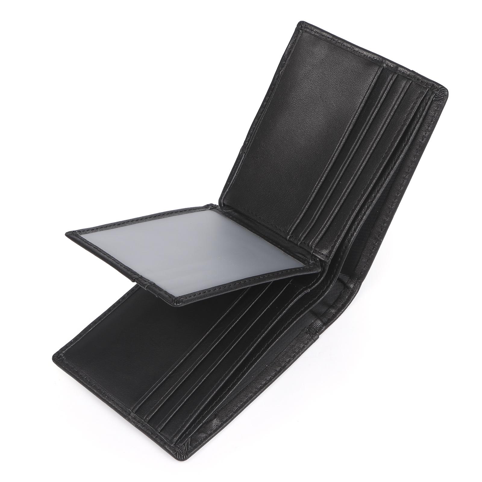 Herren Geldbeutel-Personalisierter 1 Name & Buchstabe Schwarz/ Braun Echtleder Geldbörse mit RFID-Schutz