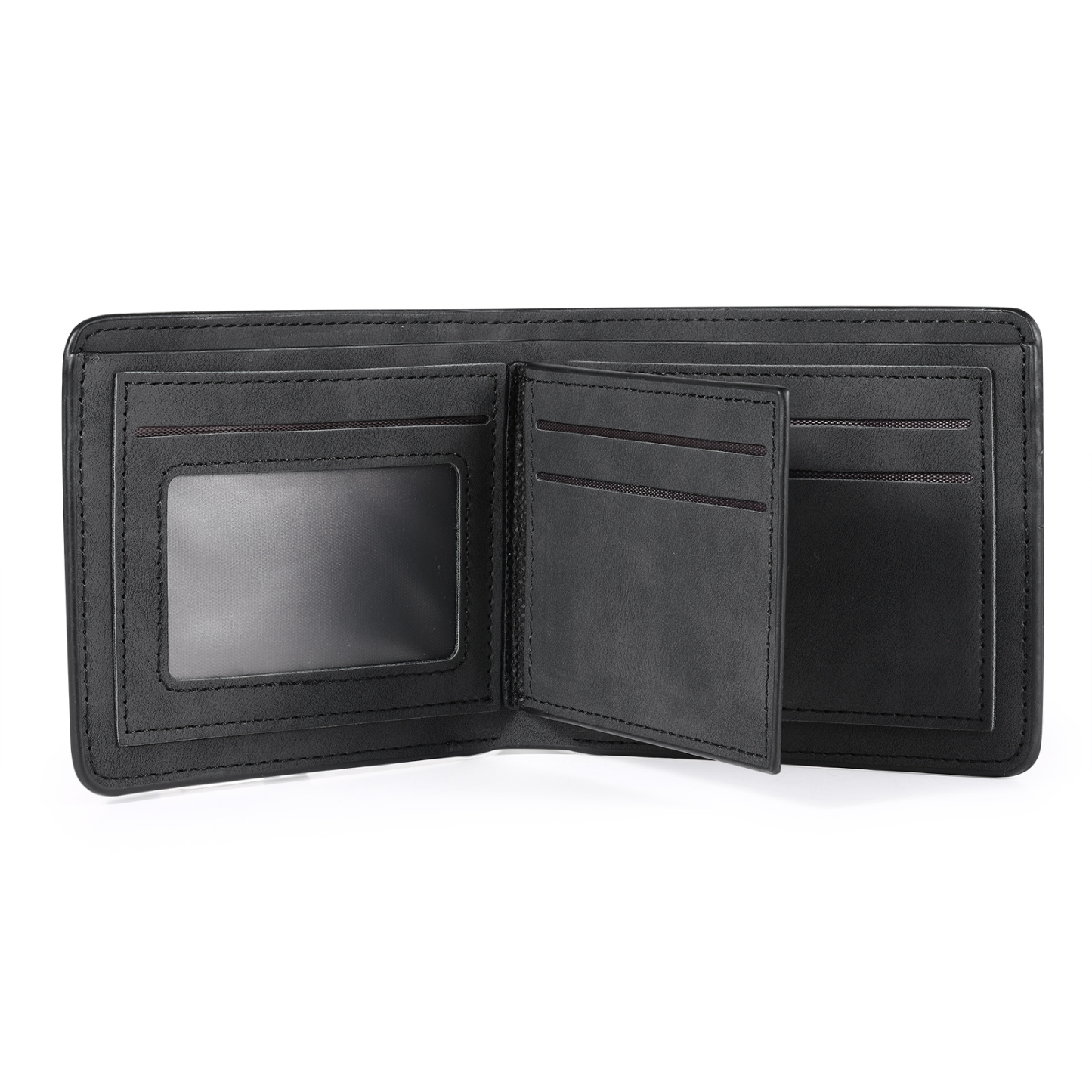 Herren Personalisiertes Foto & Name & Buchstabe PU Leder Herren Geldbörse in Dunkelgrau/ Blau/ Schwarz