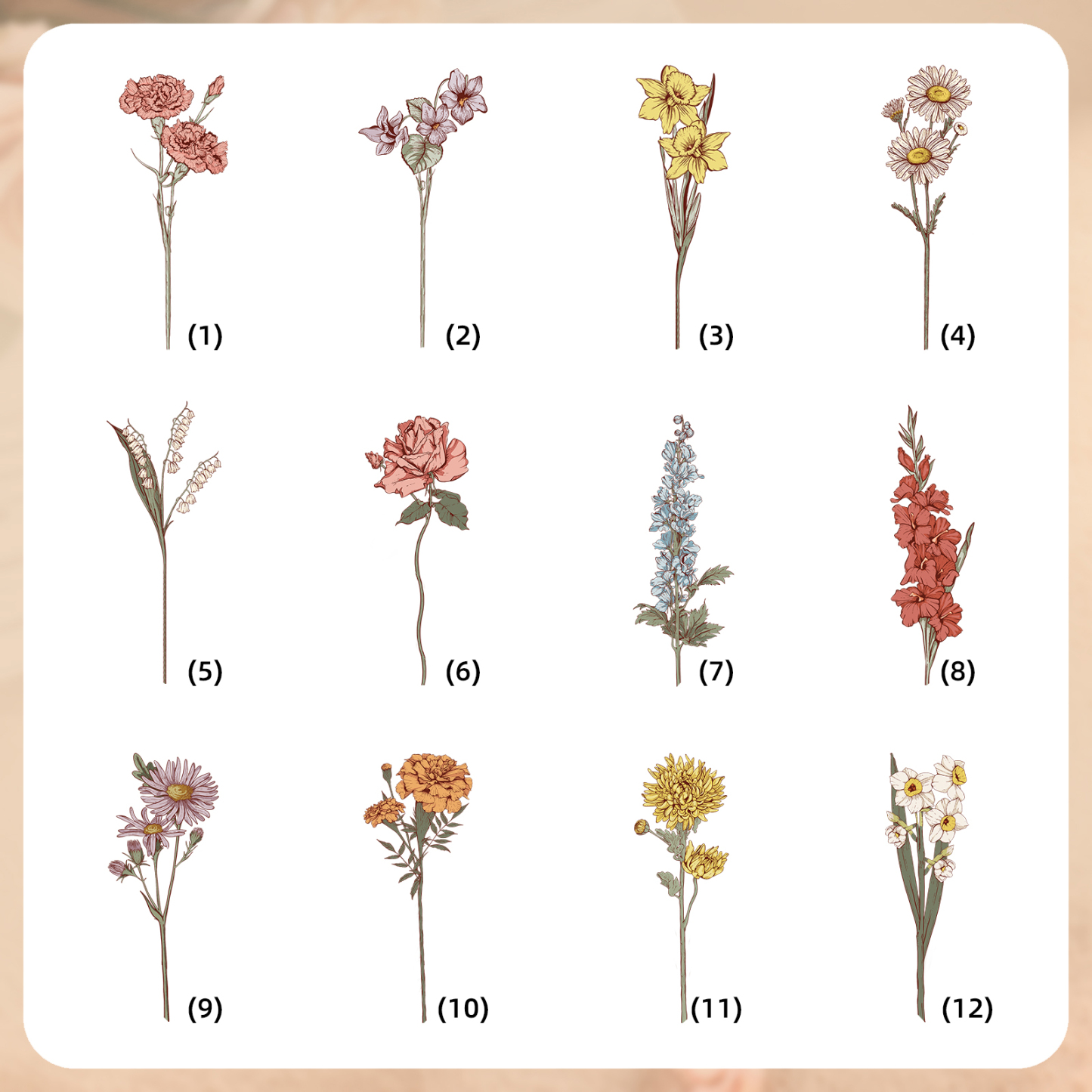 Personalisierte 1 Name & Geburtsblume PU-Leder Portemonnaie - Geldbörse für Damen