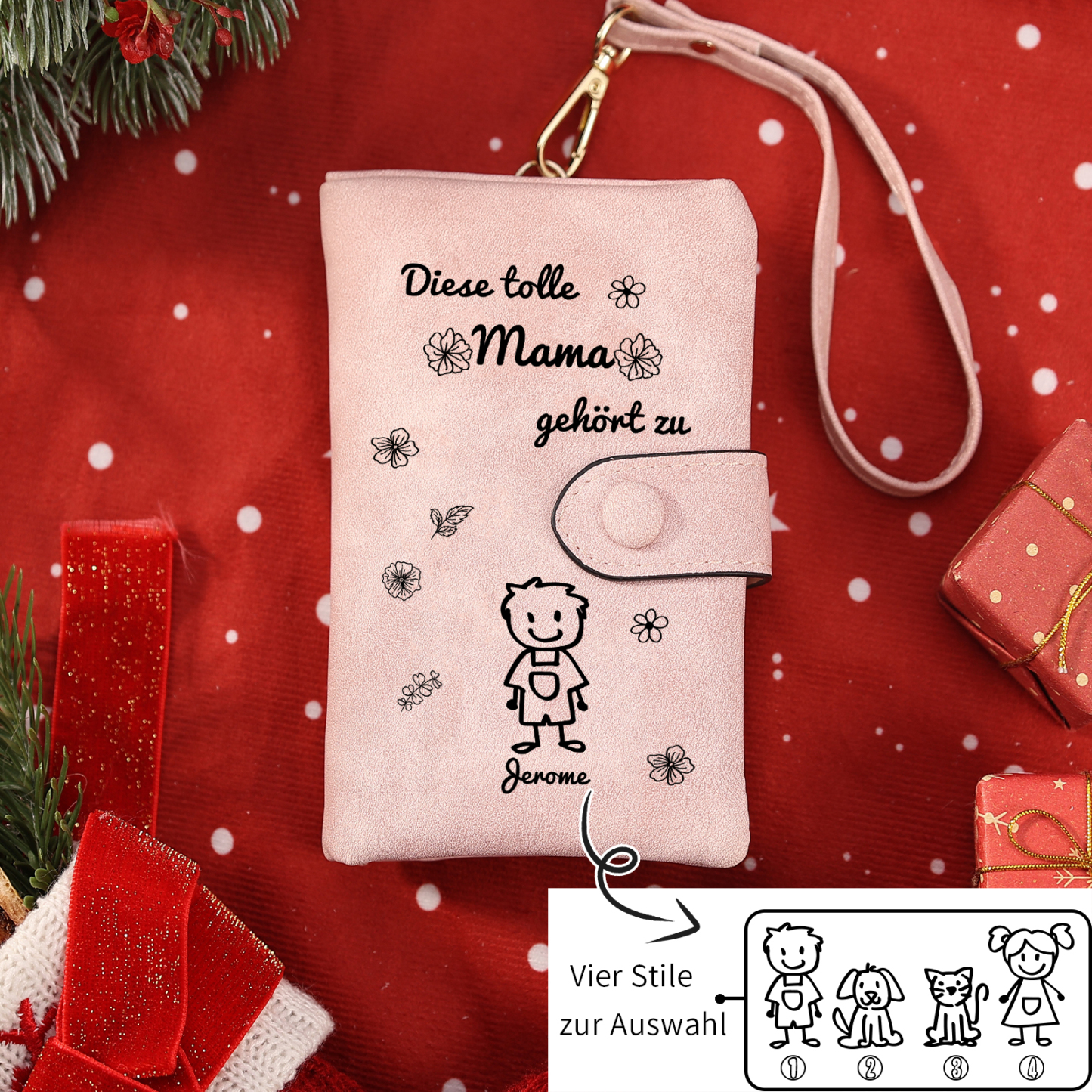 Personalisierte 1-6 Namen & Muster PU-Leder Portemonnaie -Diese tolle Mama gehört zu- Geldbörse für Mama Mutter