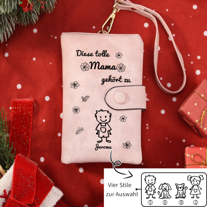 Personalisierte 1-6 Namen & Muster PU-Leder Portemonnaie -Diese tolle Mama gehört zu- Geldbörse für Mama Mutter