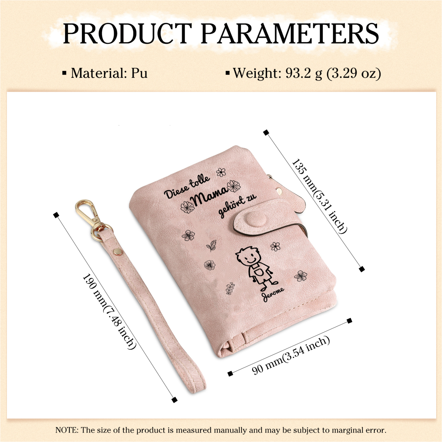 Personalisierte 1-6 Namen & Muster PU-Leder Portemonnaie -Diese tolle Mama gehört zu- Geldbörse für Mama Mutter