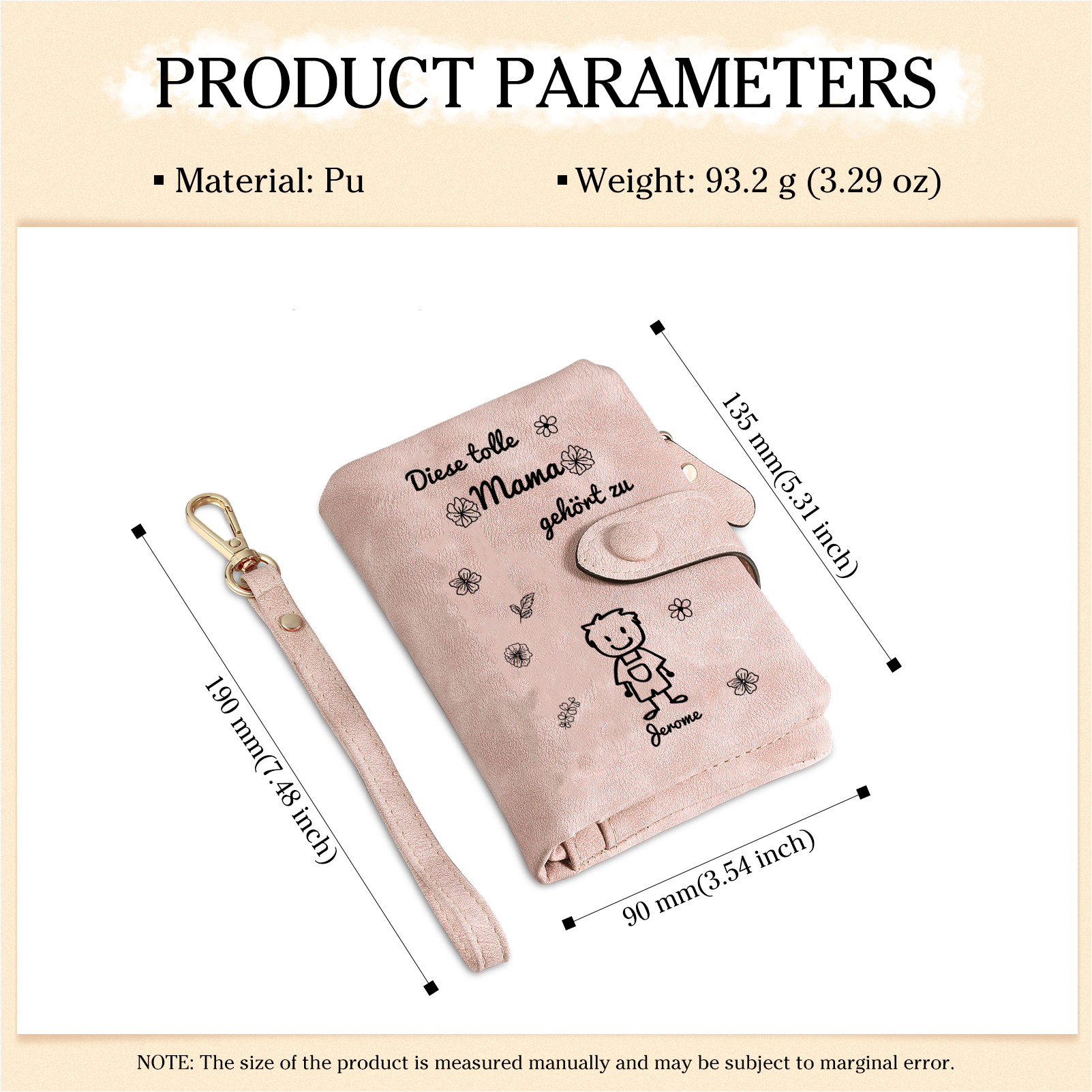 Personalisierte 1-6 Namen & Muster PU-Leder Portemonnaie -Diese tolle Mama gehört zu- Geldbörse für Mama Mutter