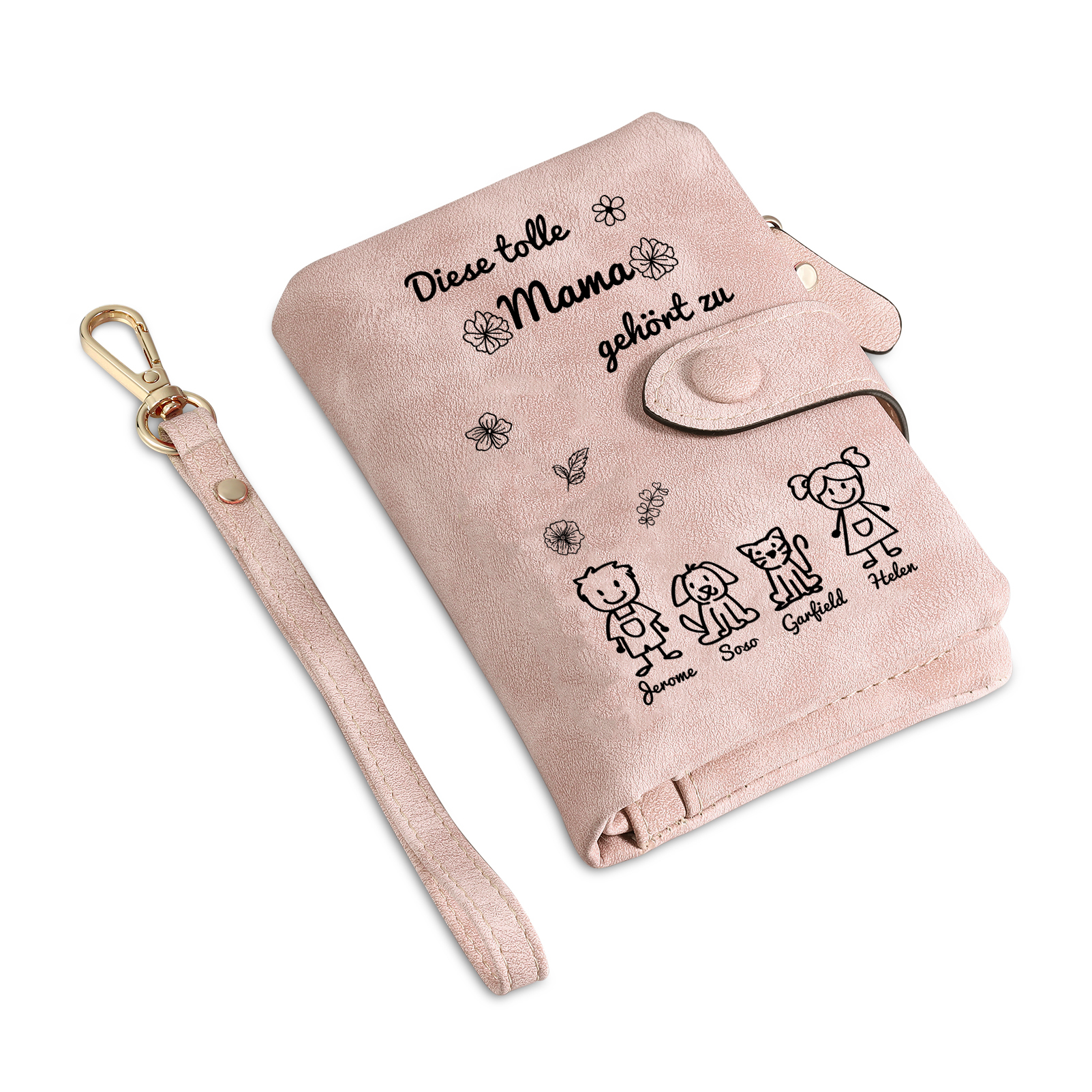 Personalisierte 1-6 Namen & Muster PU-Leder Portemonnaie -Diese tolle Mama gehört zu- Geldbörse für Mama Mutter