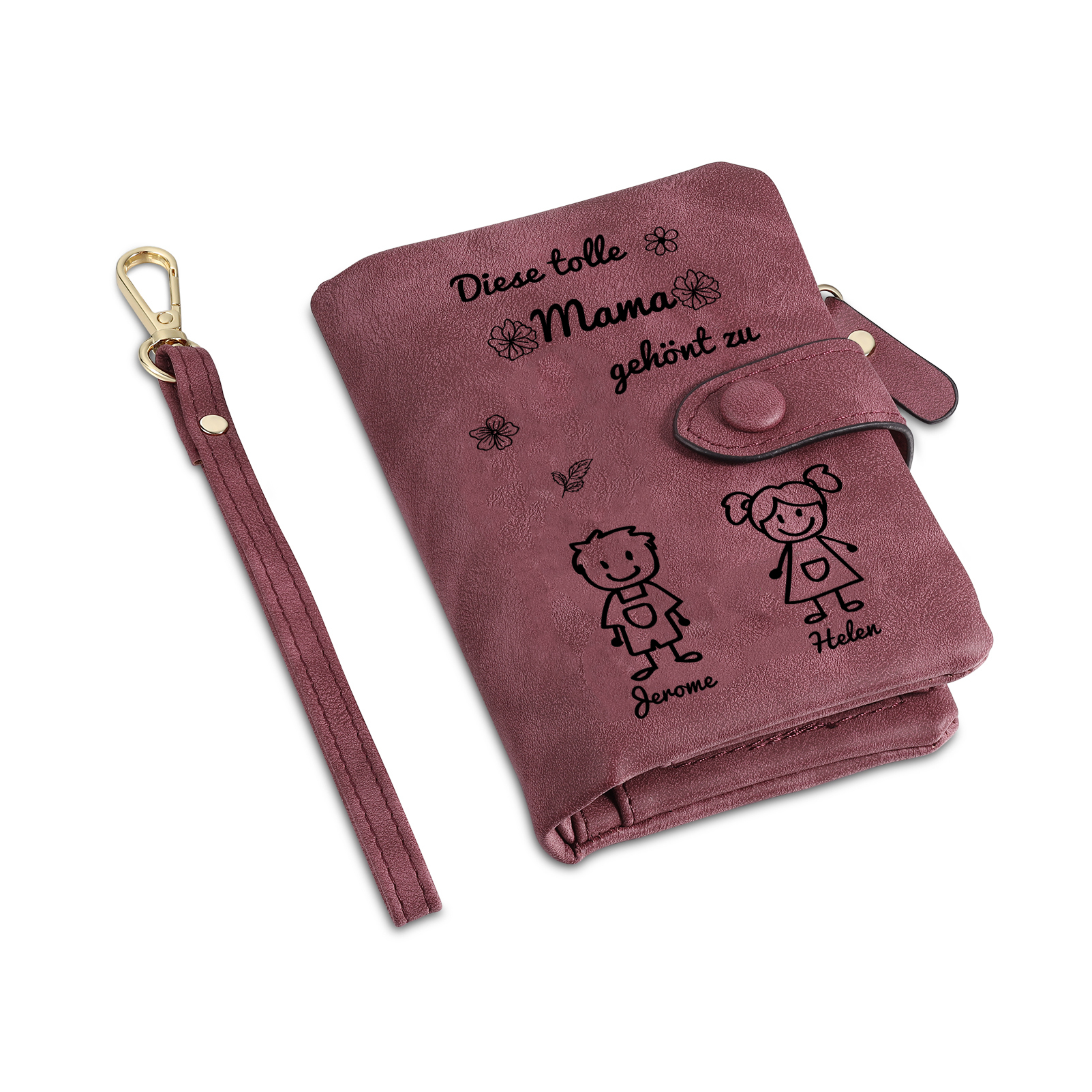 Personalisierte 1-6 Namen & Muster PU-Leder Portemonnaie -Diese tolle Mama gehört zu- Geldbörse für Mama Mutter