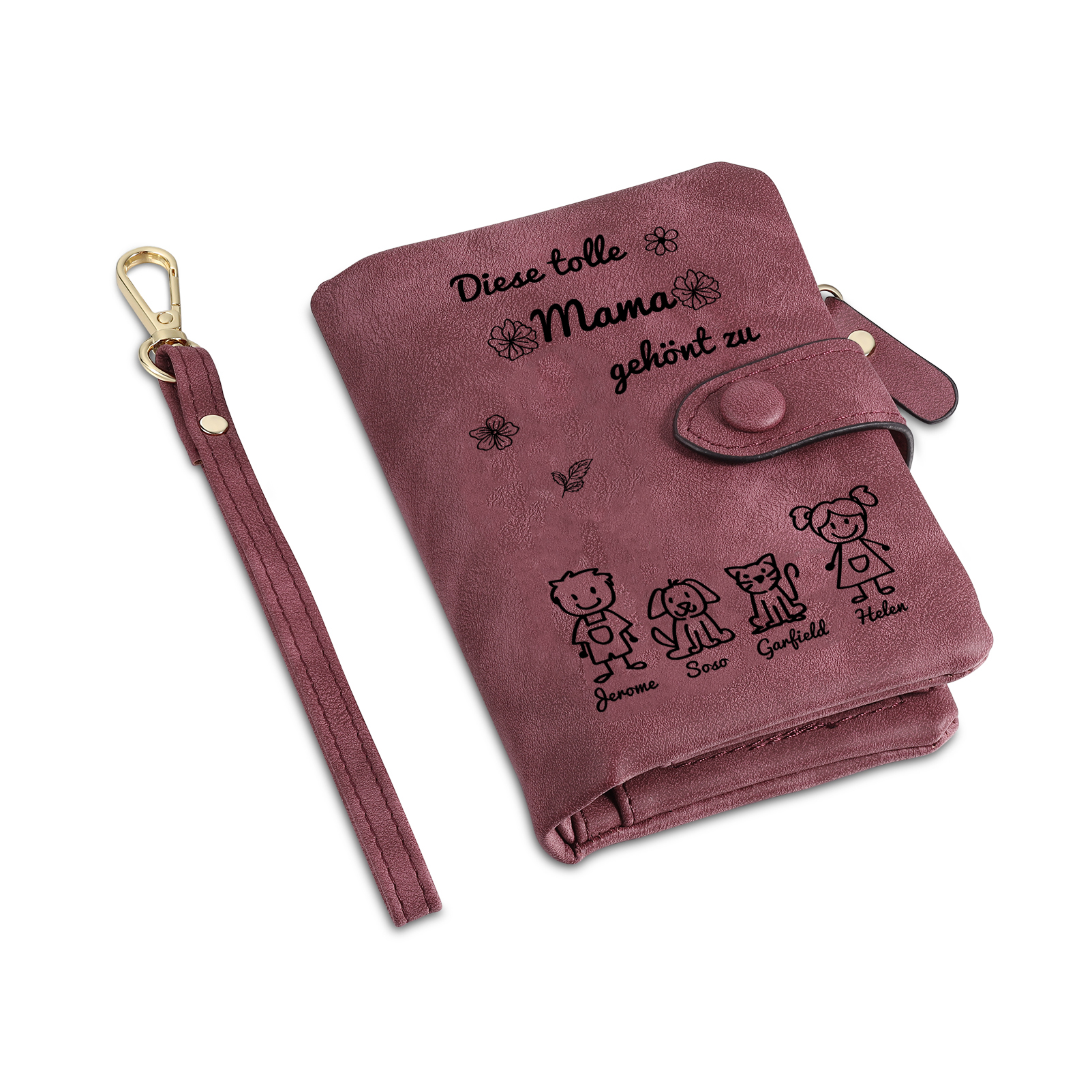 Personalisierte 1-6 Namen & Muster PU-Leder Portemonnaie -Diese tolle Mama gehört zu- Geldbörse für Mama Mutter
