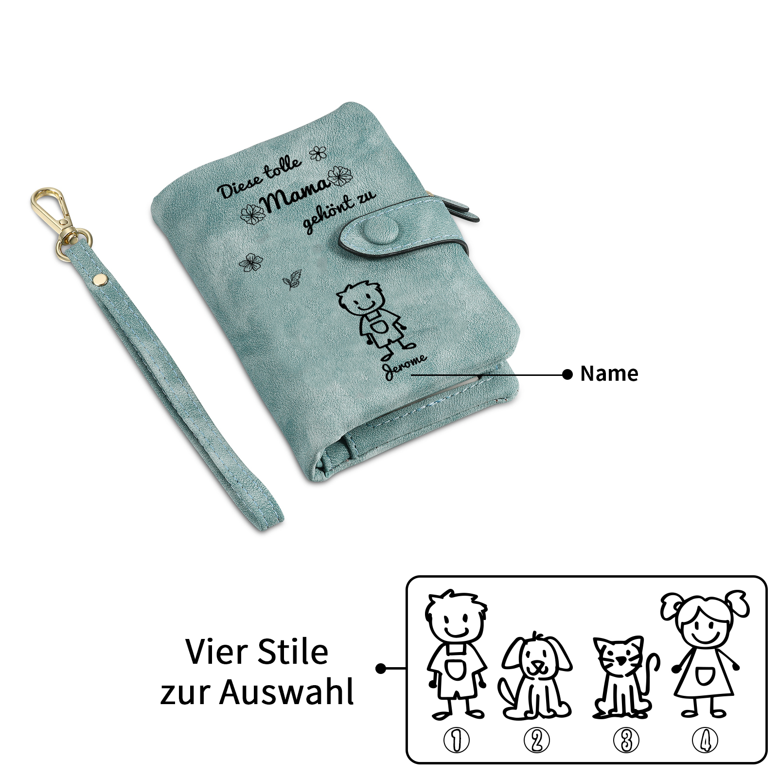 Personalisierte 1-6 Namen & Muster PU-Leder Portemonnaie -Diese tolle Mama gehört zu- Geldbörse für Mama Mutter