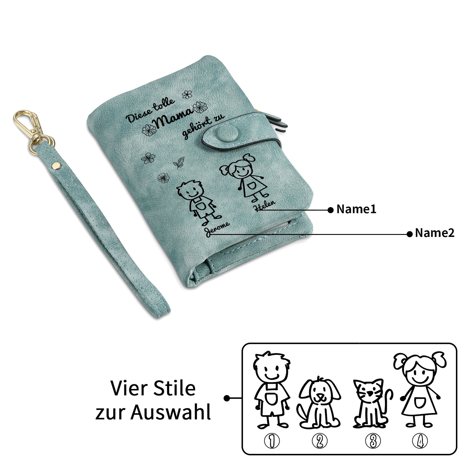 Personalisierte 1-6 Namen & Muster PU-Leder Portemonnaie -Diese tolle Mama gehört zu- Geldbörse für Mama Mutter