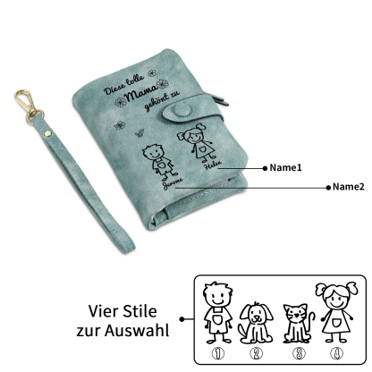 Personalisierte 1-6 Namen & Muster PU-Leder Portemonnaie -Diese tolle Mama gehört zu- Geldbörse für Mama Mutter