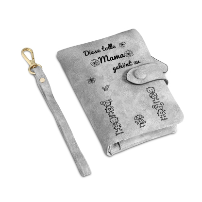 Personalisierte 1-6 Namen & Muster PU-Leder Portemonnaie -Diese tolle Mama gehört zu- Geldbörse für Mama Mutter