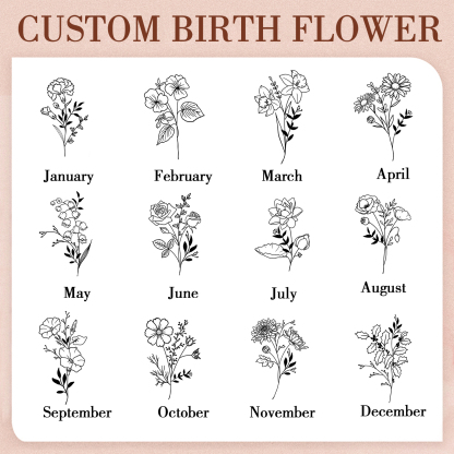 Damen Personalisierter Name & Geburtsblume PU Leder Geldbörse 