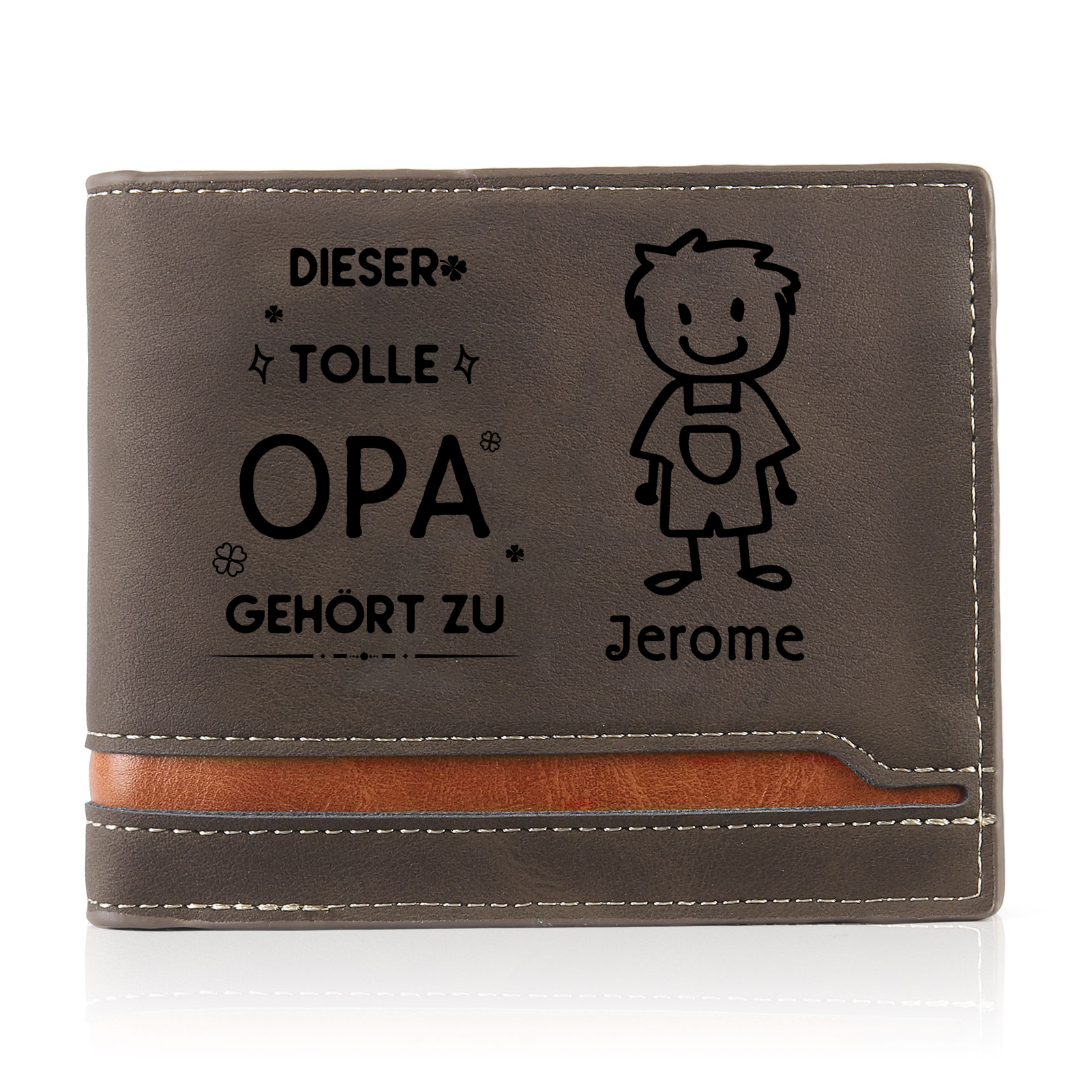 Herren Personalisiertes Foto & 1 Name & Muster Dieser tolle Opa gehört zu Leder Geldbörse-Geschenk für Großvater