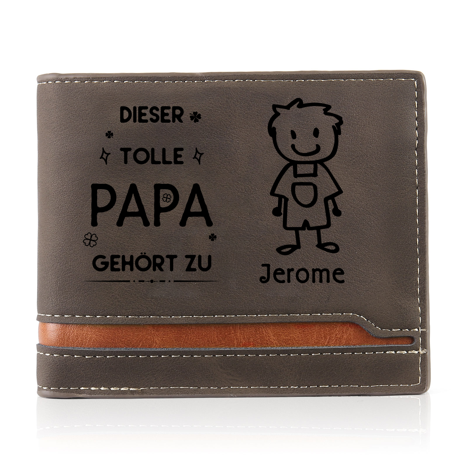 Personalisierter Foto* Name*Muster PU Leder Geldbörse & Name* Muster Schlüsselanhänger & Karte & Box Geschenkbox Set für Papa
