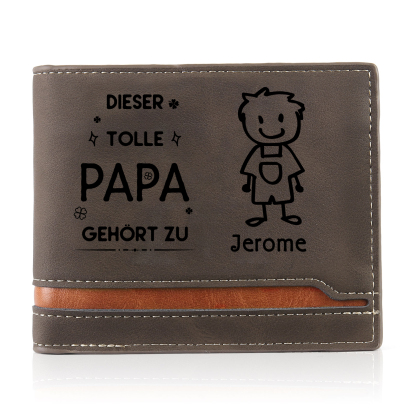 Herren Personalisiertes Foto & 1 Name & Muster Dieser tolle Papa gehört zu Leder Geldbörse-Geschenk für Großvater