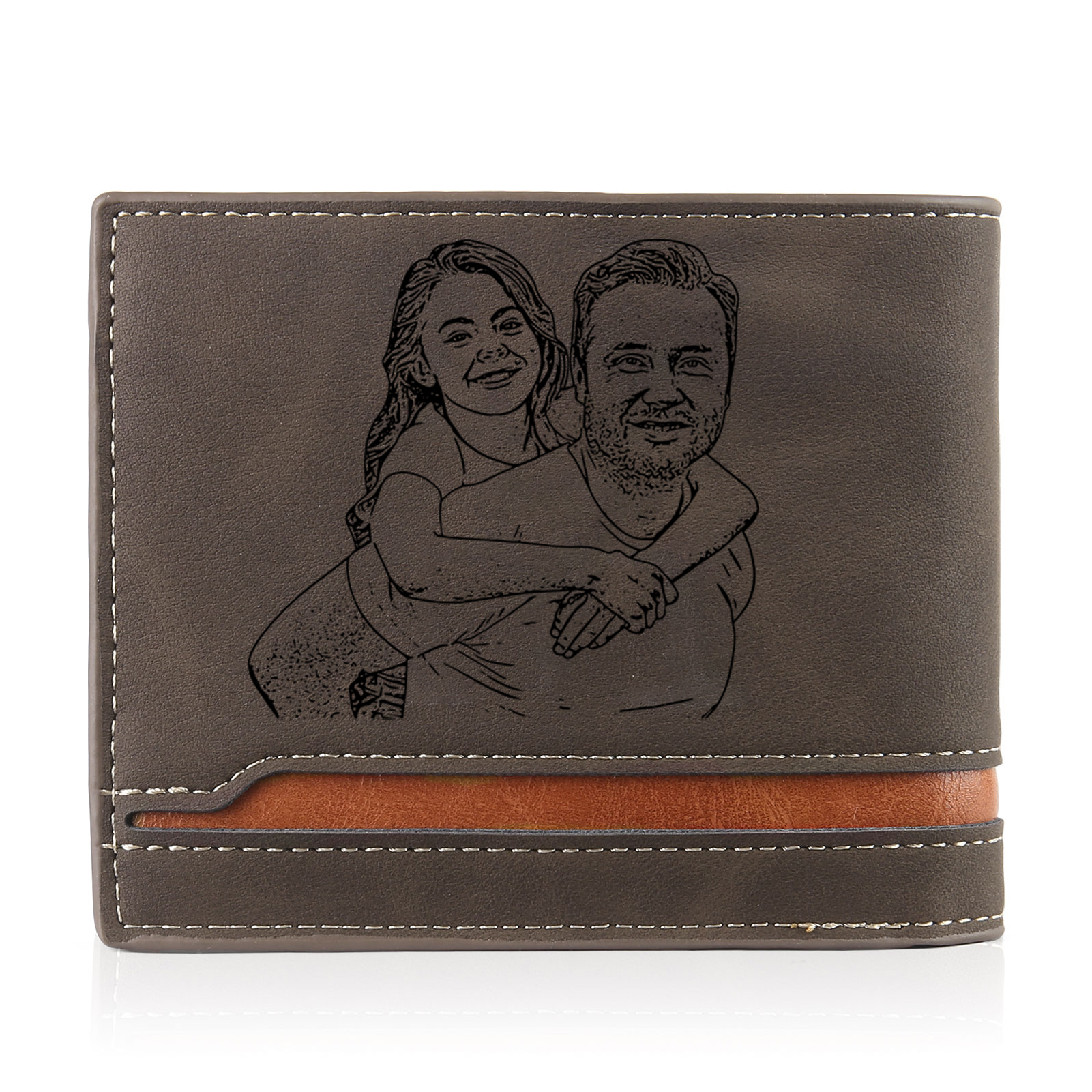 Personalisierter Foto* Name*Muster PU Leder Geldbörse & Name* Muster Schlüsselanhänger & Karte & Box Geschenkbox Set für Papa