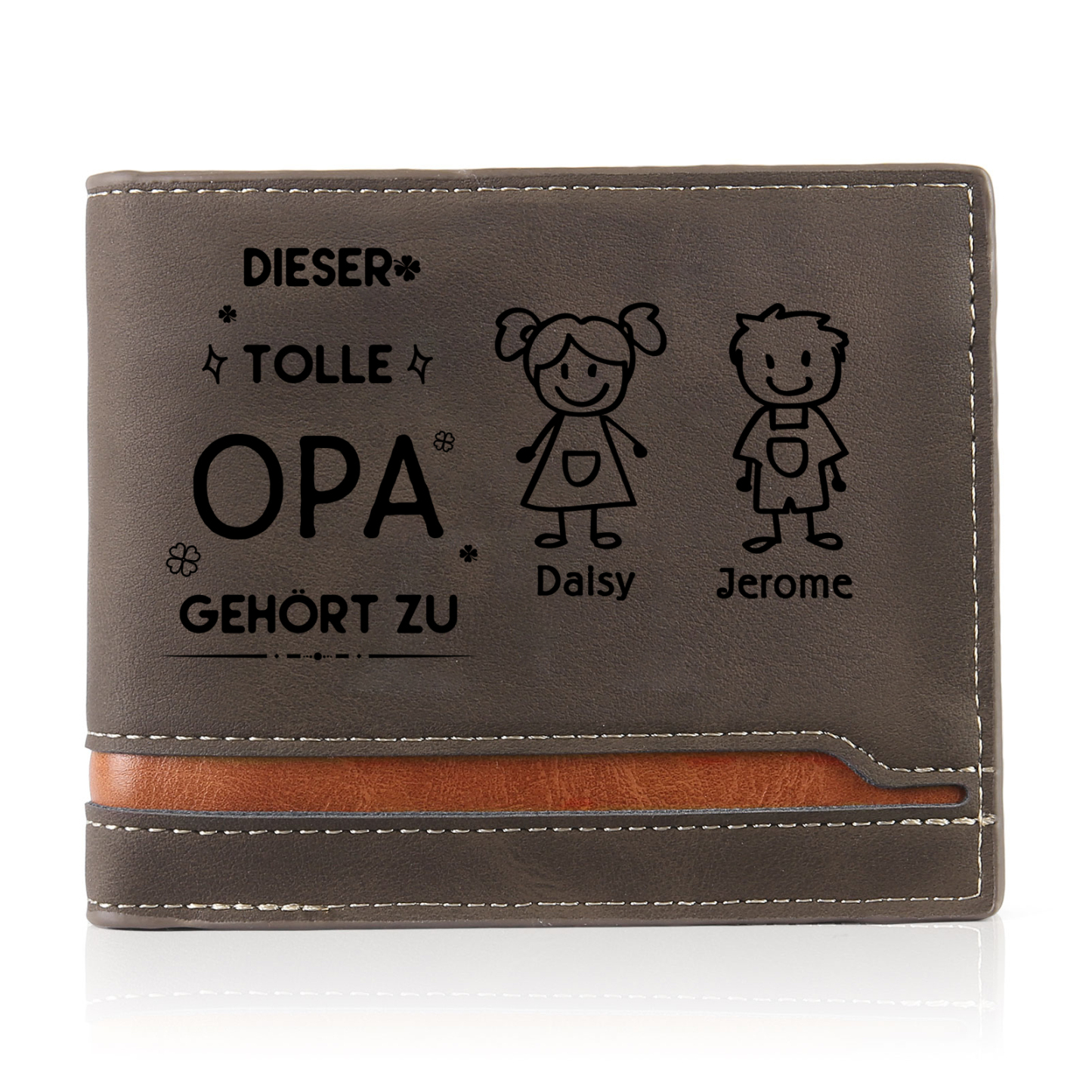 Herren Personalisiertes Foto & 2 Namen & Muster Dieser tolle Opa gehört zu Leder Geldbörse-Geschenk für Großvater