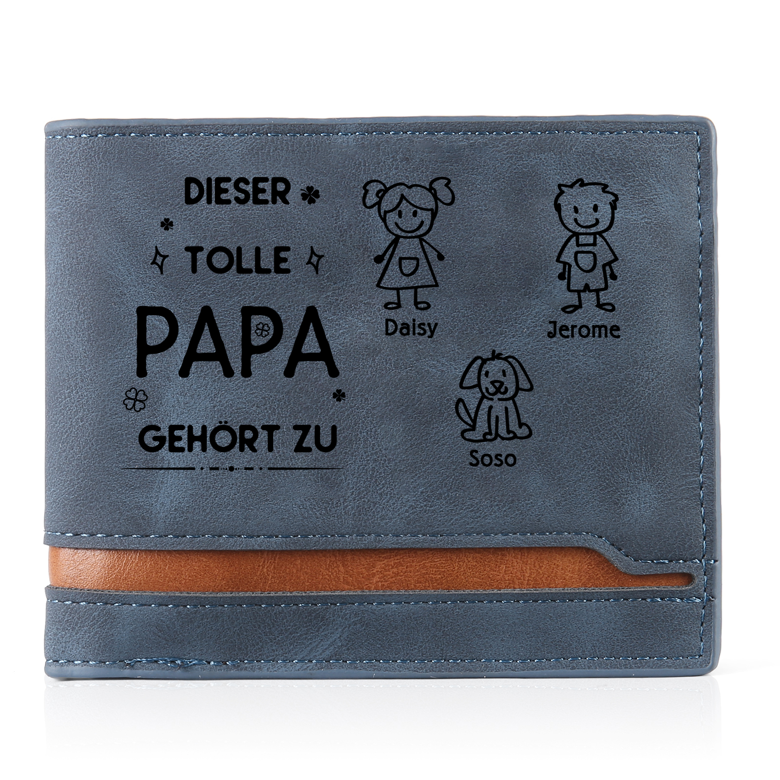 Herren Personalisiertes Foto & 3 Namen & Muster Dieser tolle Papa gehört zu Leder Geldbörse-Geschenk für Vater