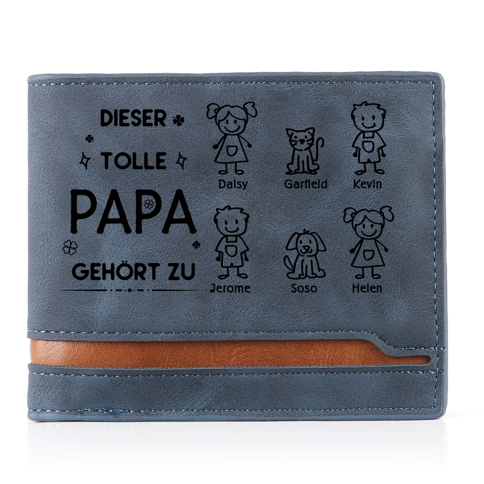 Herren Personalisiertes Foto & 6 Namen & Muster Dieser tolle Papa gehört zu Leder Geldbörse-Geschenk für Vater
