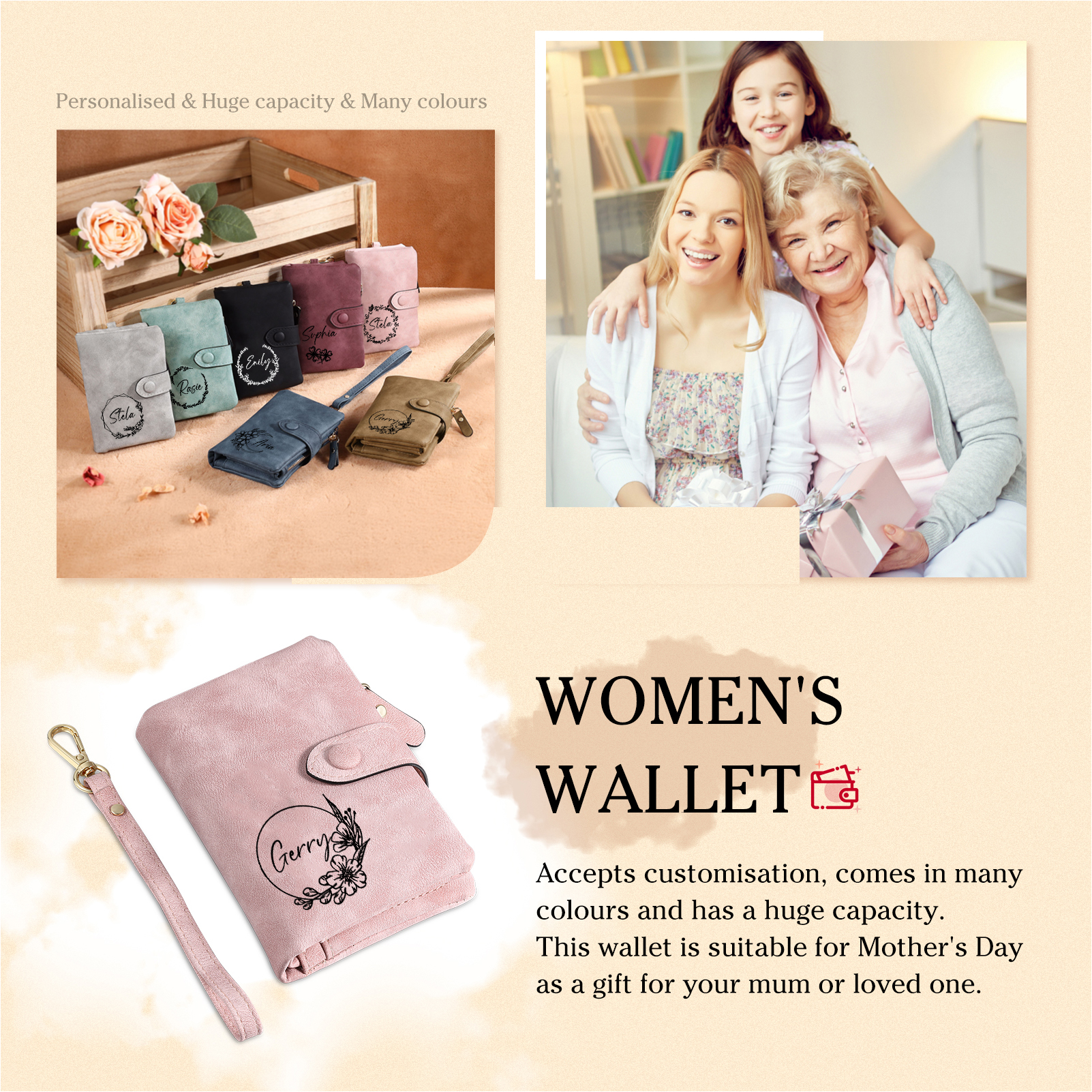 Personalisierte mit 1 Name PU-Leder Geldbörse – Stil trifft Individualität