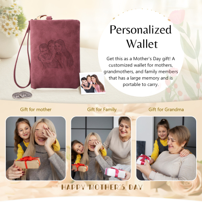 Damen Personalisierter Name & Geburtsblume PU Leder Geldbörse 