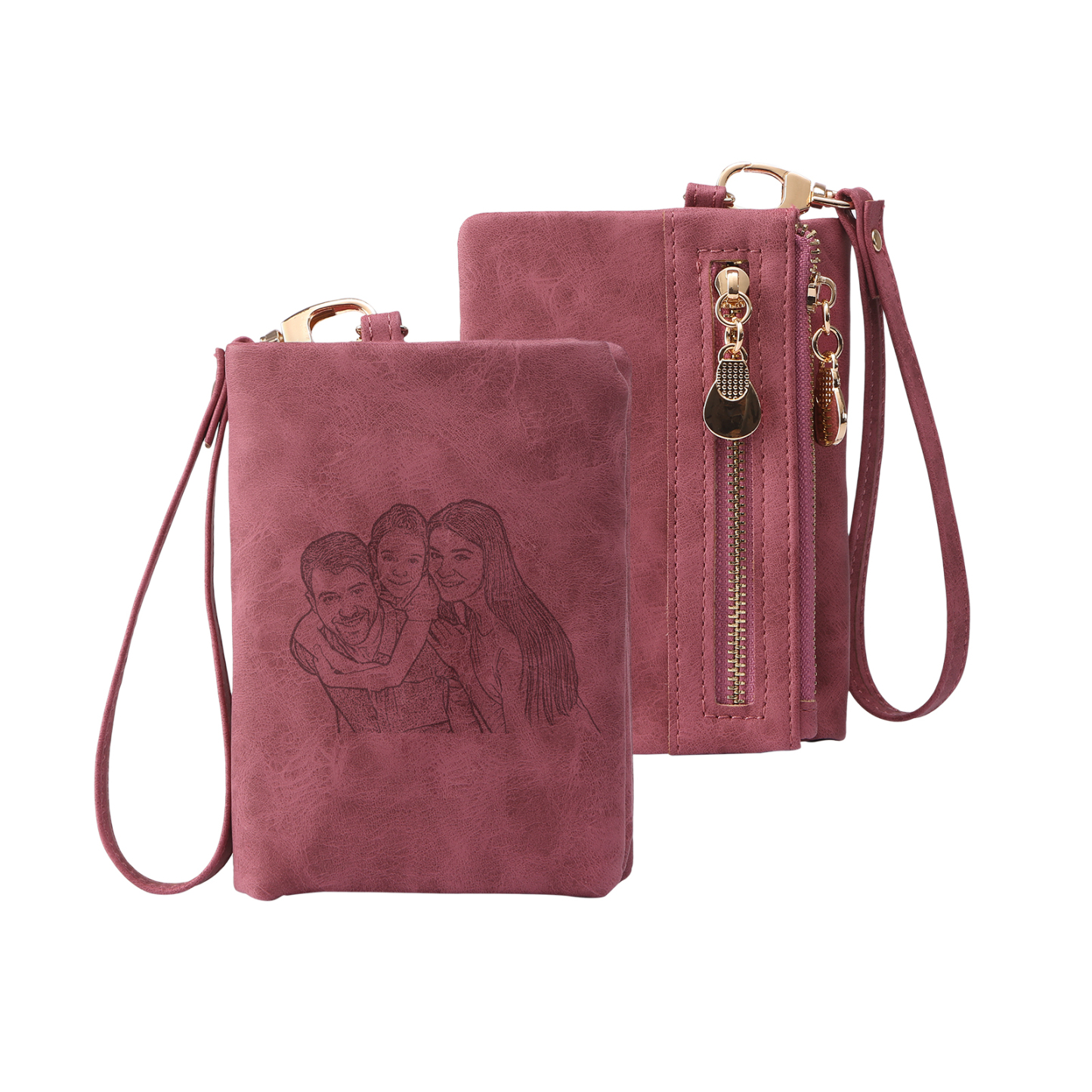 Damen Personalisierter Name & Geburtsblume PU Leder Geldbörse