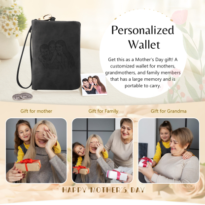 Damen Personalisierter Name & Geburtsblume PU Leder Geldbörse 