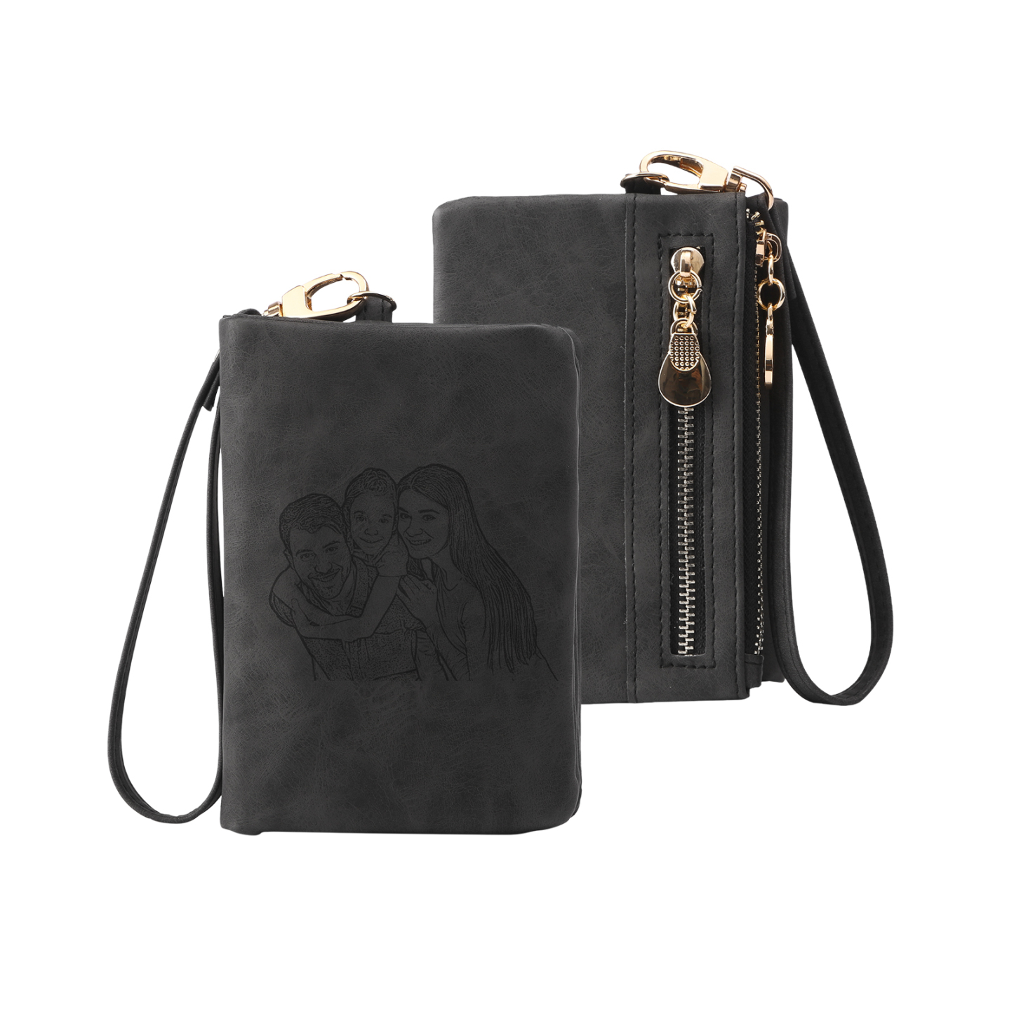 Damen Personalisierter Name & Geburtsblume PU Leder Geldbörse