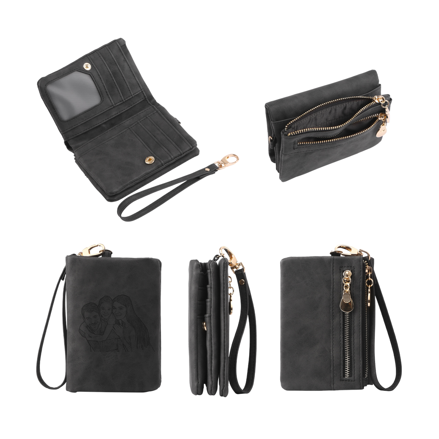 Damen Personalisierter Name & Geburtsblume PU Leder Geldbörse 