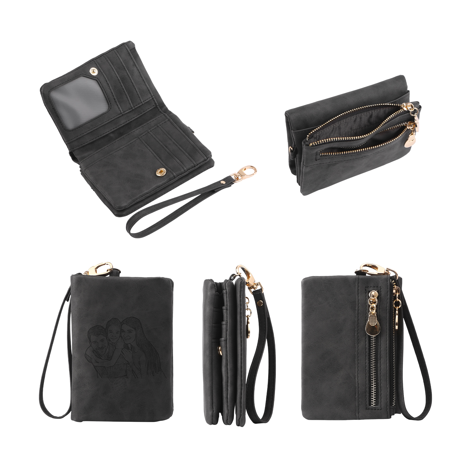 Damen Personalisierter Name & Geburtsblume PU Leder Geldbörse