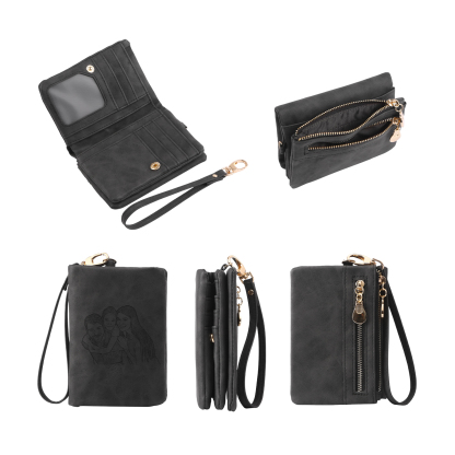 Damen Personalisierter Name & Geburtsblume PU Leder Geldbörse 