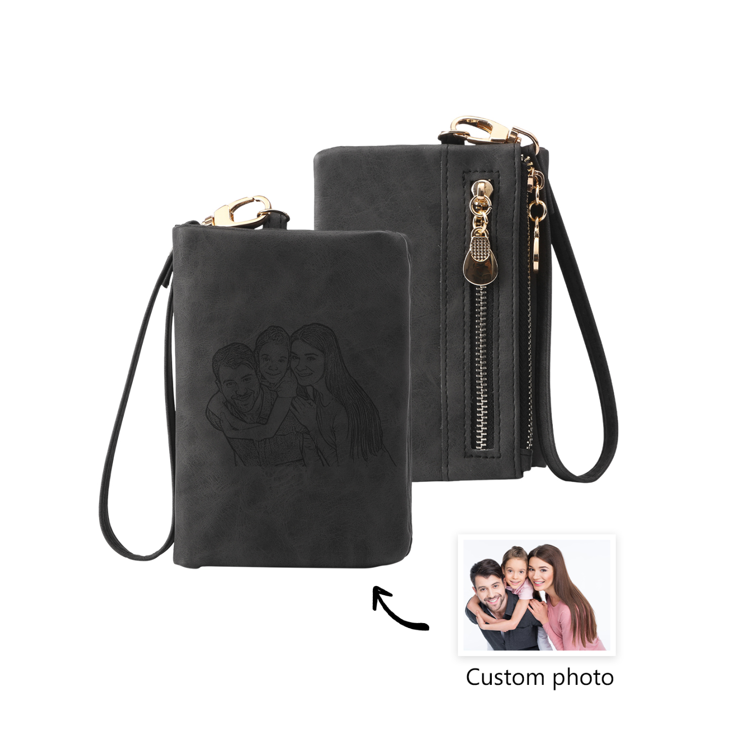 Damen Personalisierter Name & Geburtsblume PU Leder Geldbörse