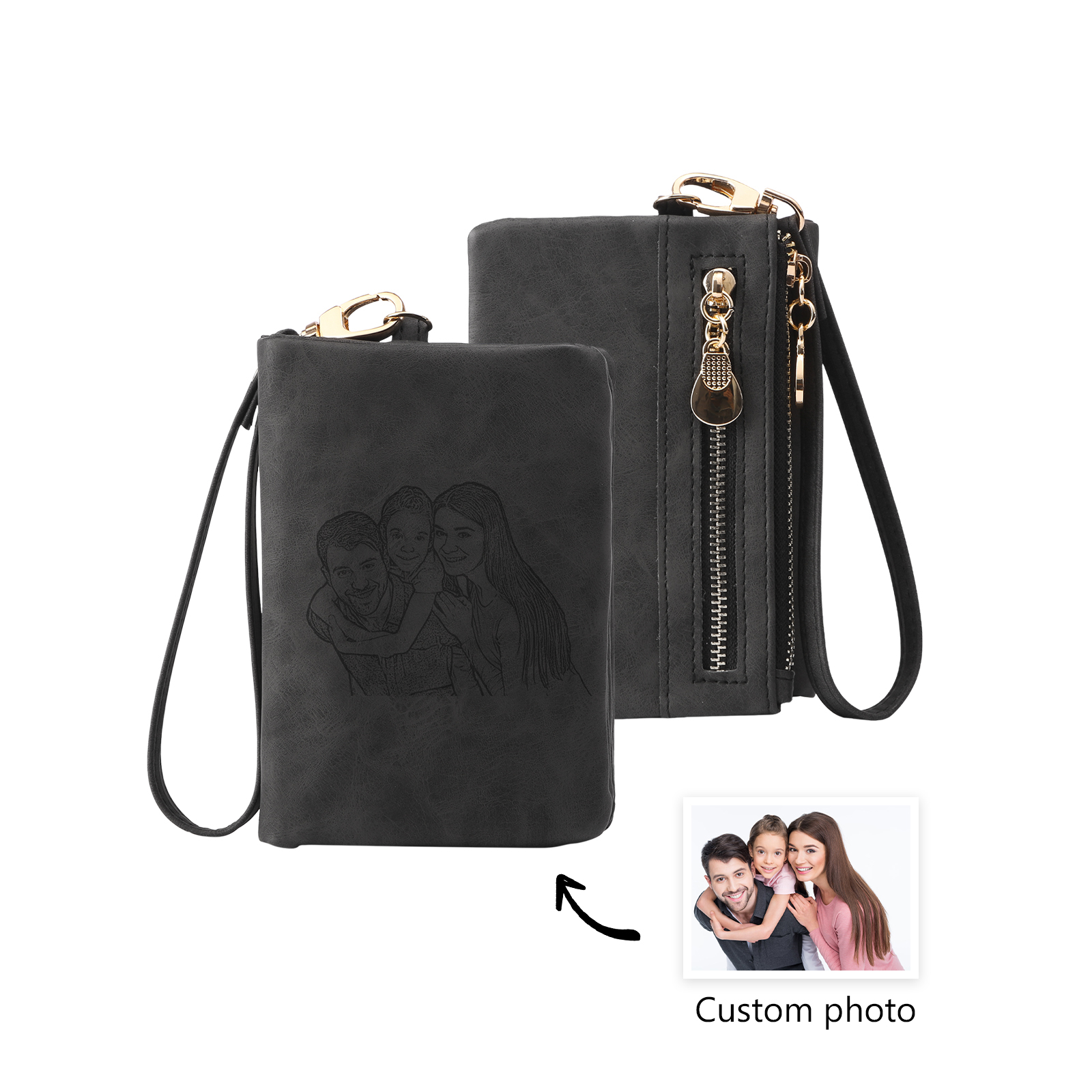 Damen Personalisierter Name & Geburtsblume PU Leder Geldbörse