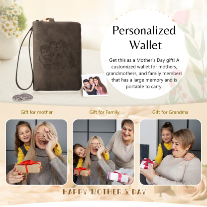 Damen Personalisierter Name & Geburtsblume PU Leder Geldbörse 