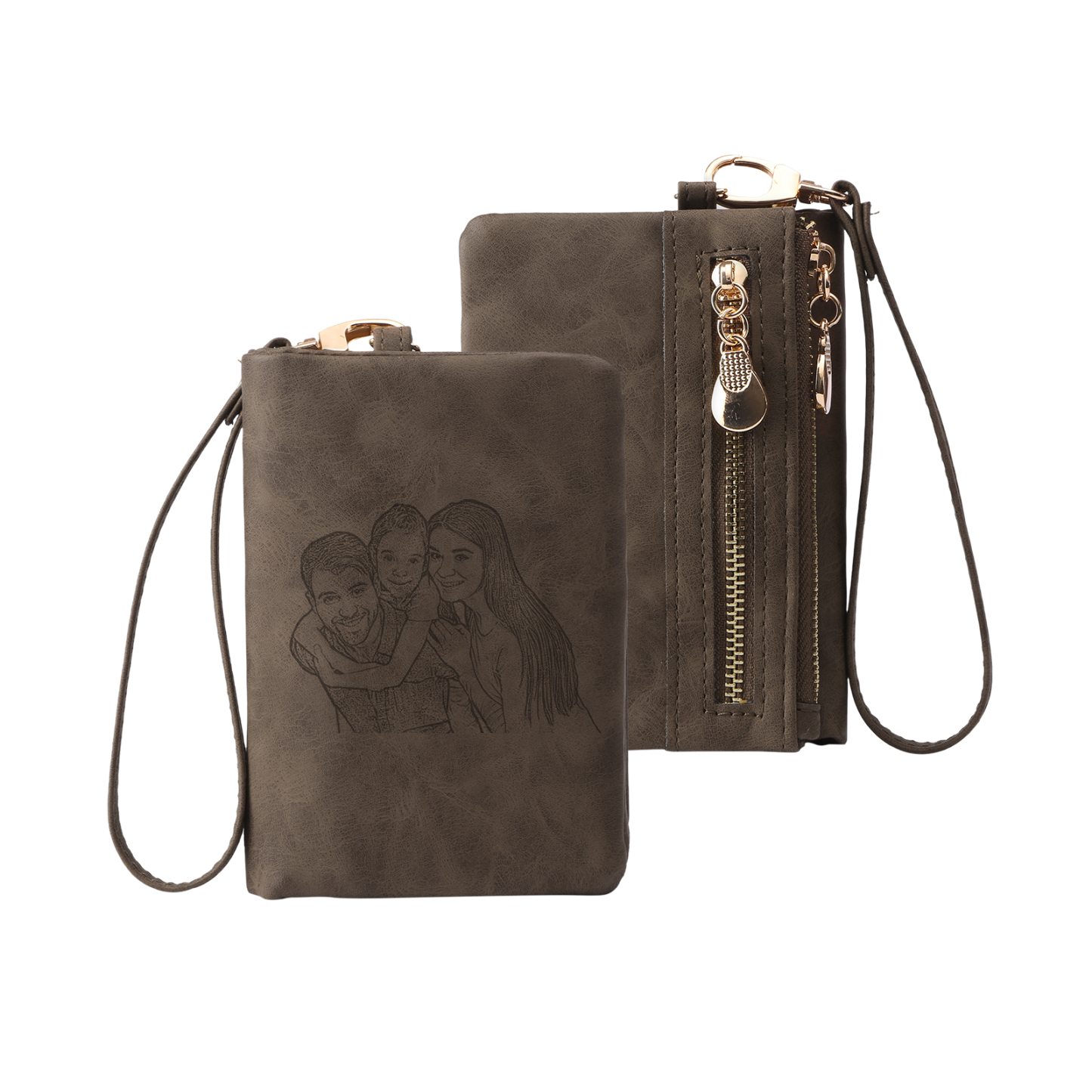 Damen Personalisierter Name & Geburtsblume PU Leder Geldbörse