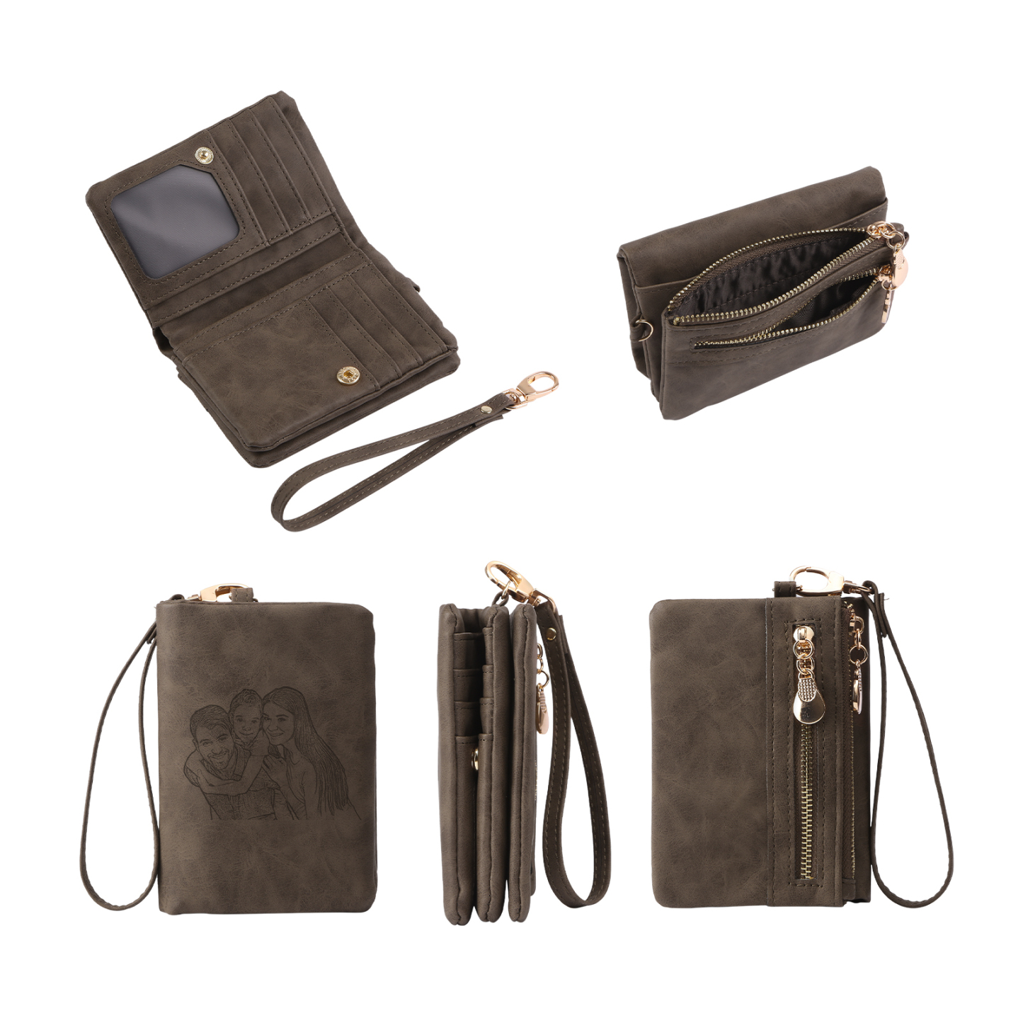 Damen Personalisierter Name & Geburtsblume PU Leder Geldbörse 